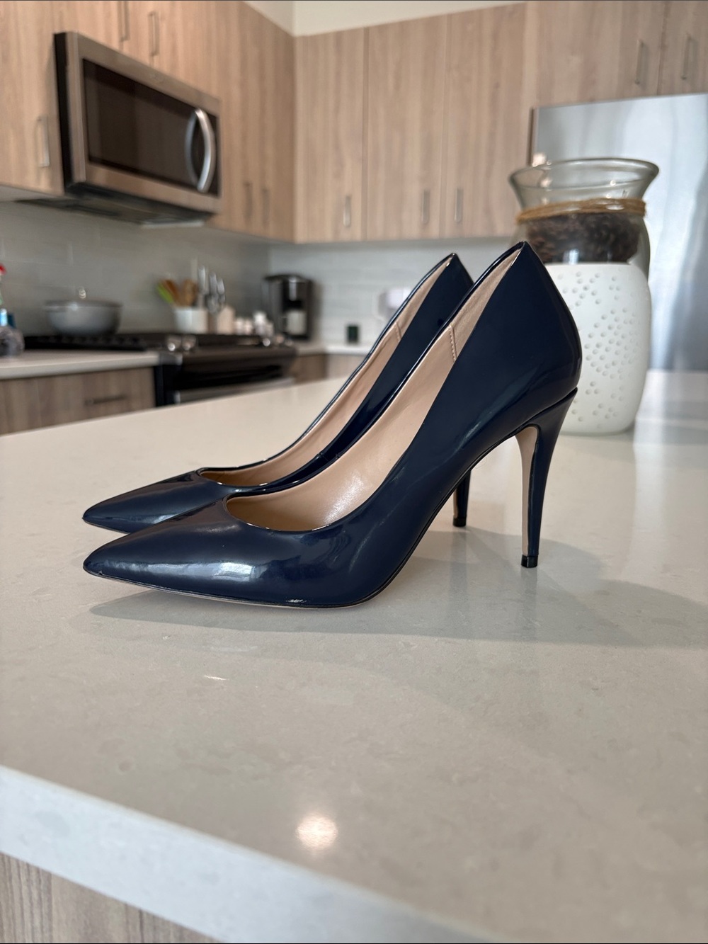 Aldo Classic Navy Patent Pointed-Toe Stiletto Pumps